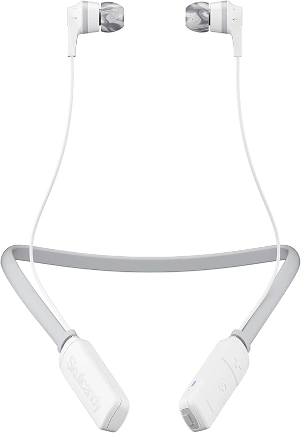 Skullcandy Ink’d Wireless Bluetooth Earbuds – Noise Isolating, 8-Hr Battery, Mic, Lightweight Collar – White