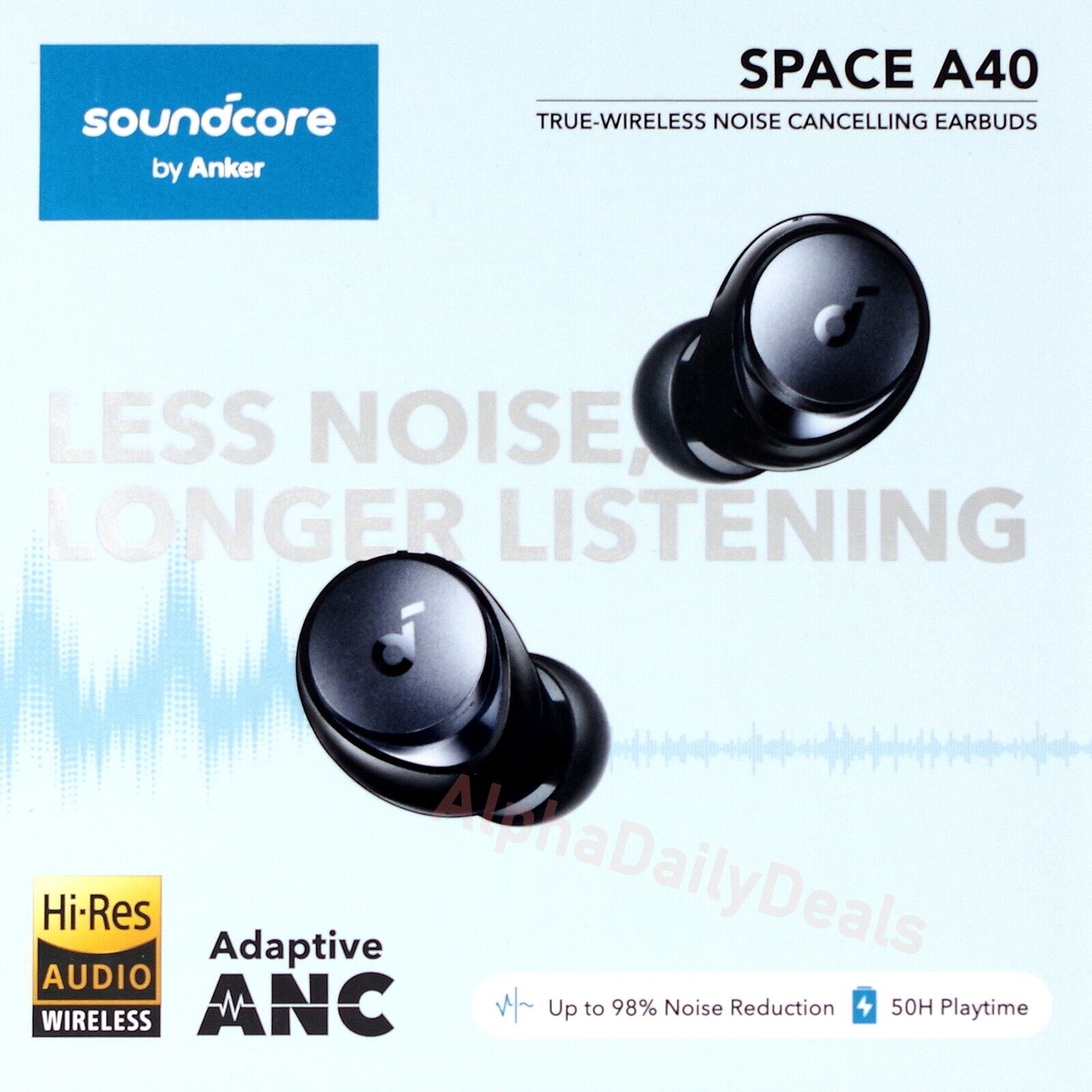 Soundcore by Anker Space A40 Active Noise Cancelling Wireless Earbuds Black