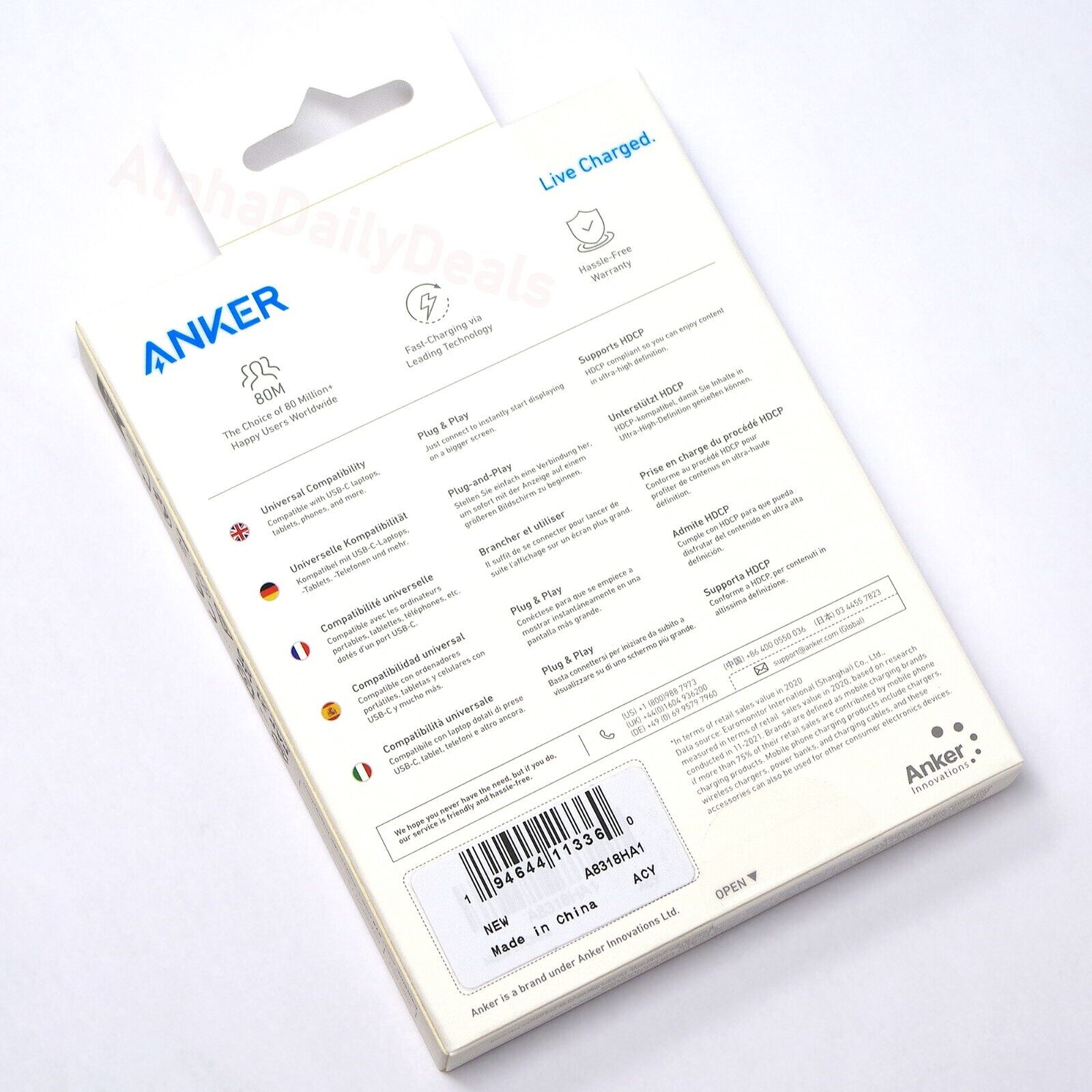 Anker 518 USB-C to 8K DisplayPort Adapter for MacBook Air iPad Laptop Tablet