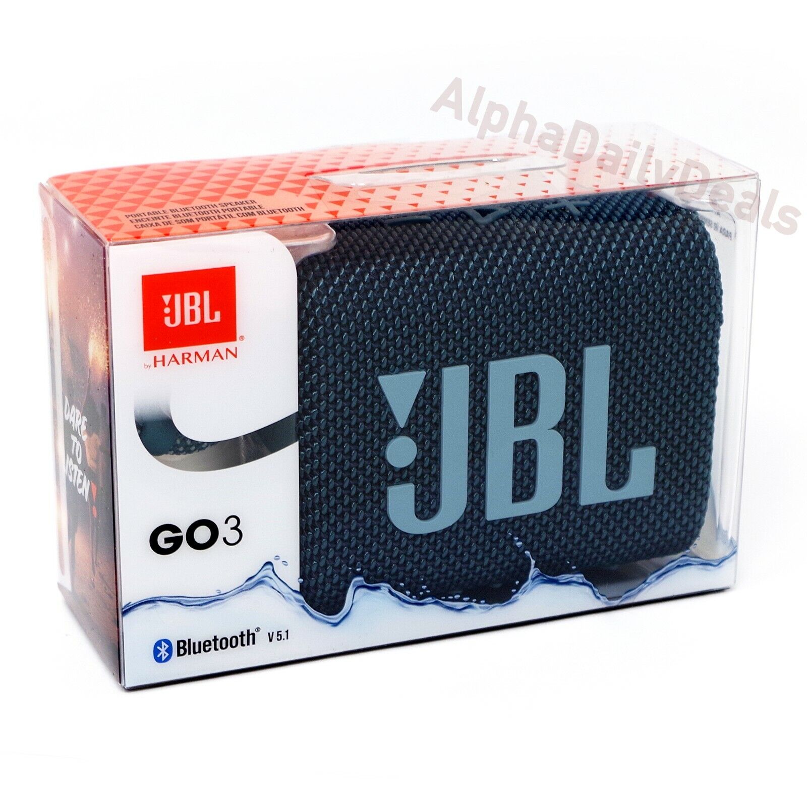 JBL Go 3 Waterproof Bluetooth Speaker (Blue, Renewed)