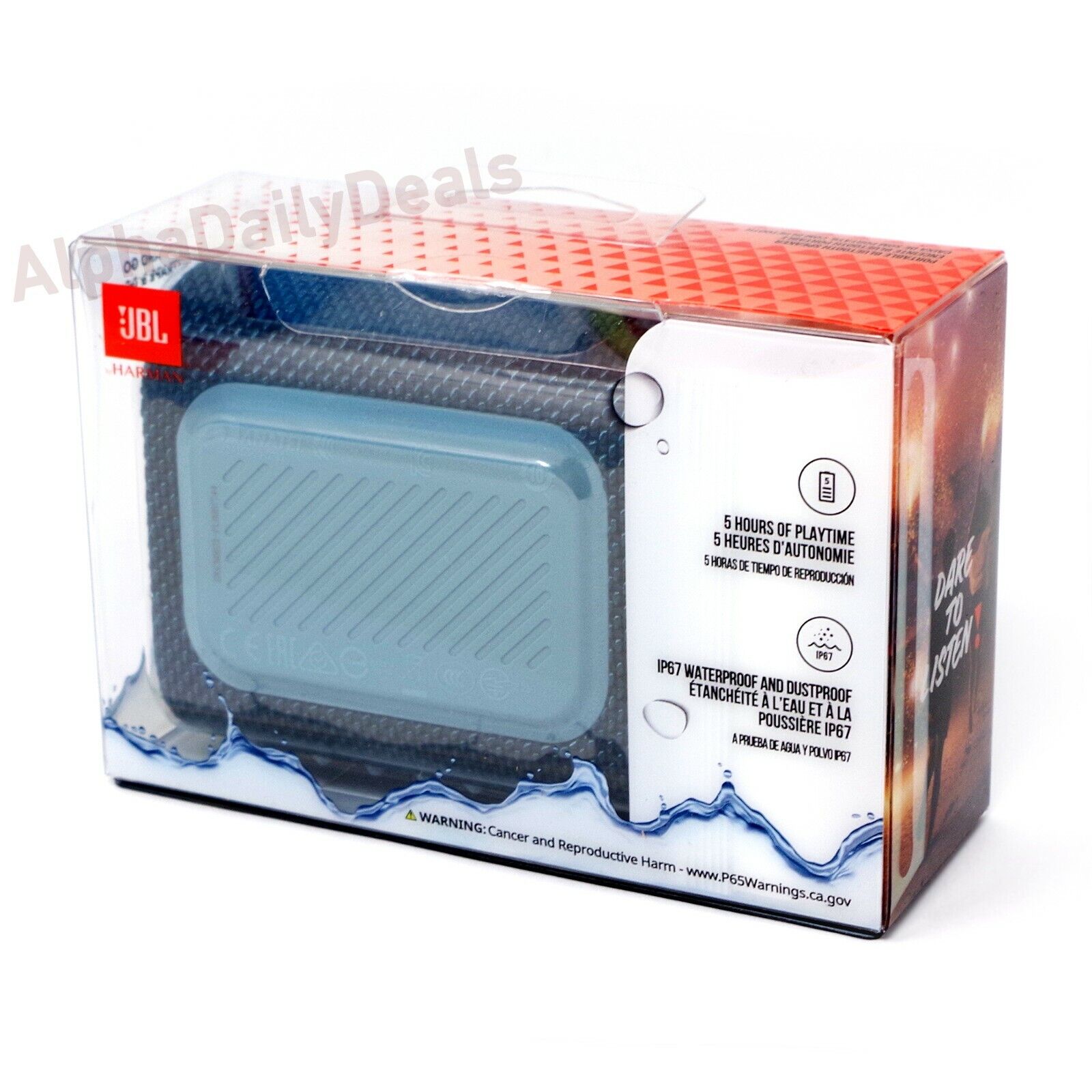 JBL Go 3 Waterproof Bluetooth Speaker (Blue, Renewed)