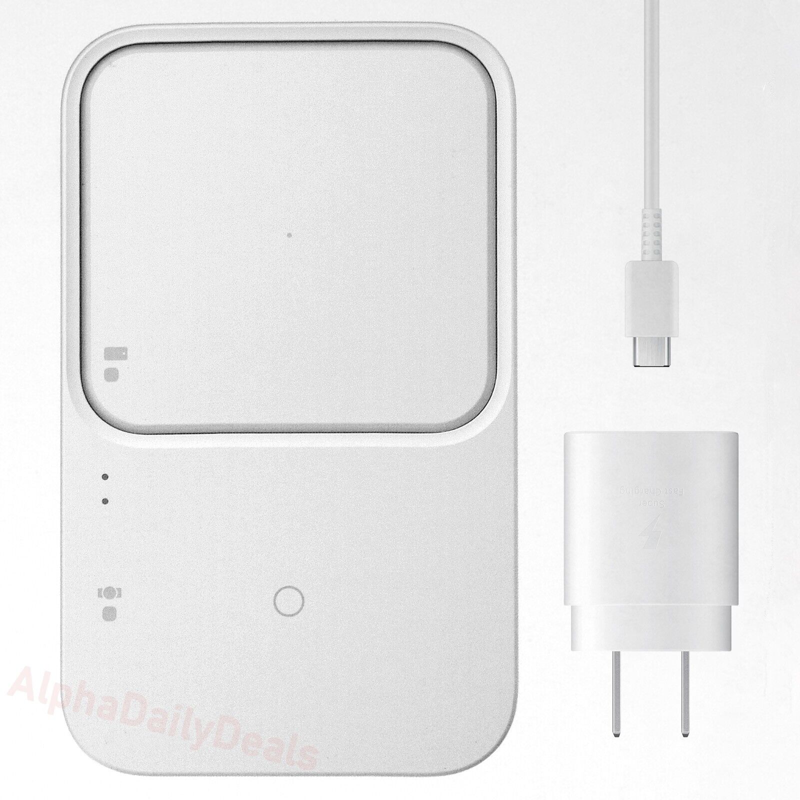 Samsung 15W Wireless Charger Duo w/ USB-C Cable (White, 2022)