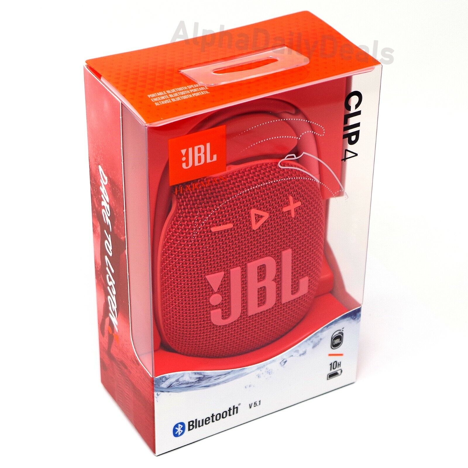 JBL Clip 4 Portable Mini Bluetooth Speaker (Red, Renewed)