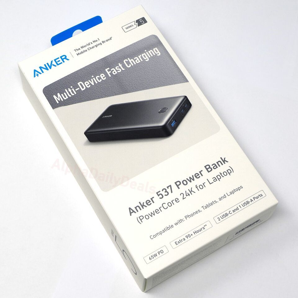 Anker Power Bank (PowerCore 24K), 65W, 24,000mAh