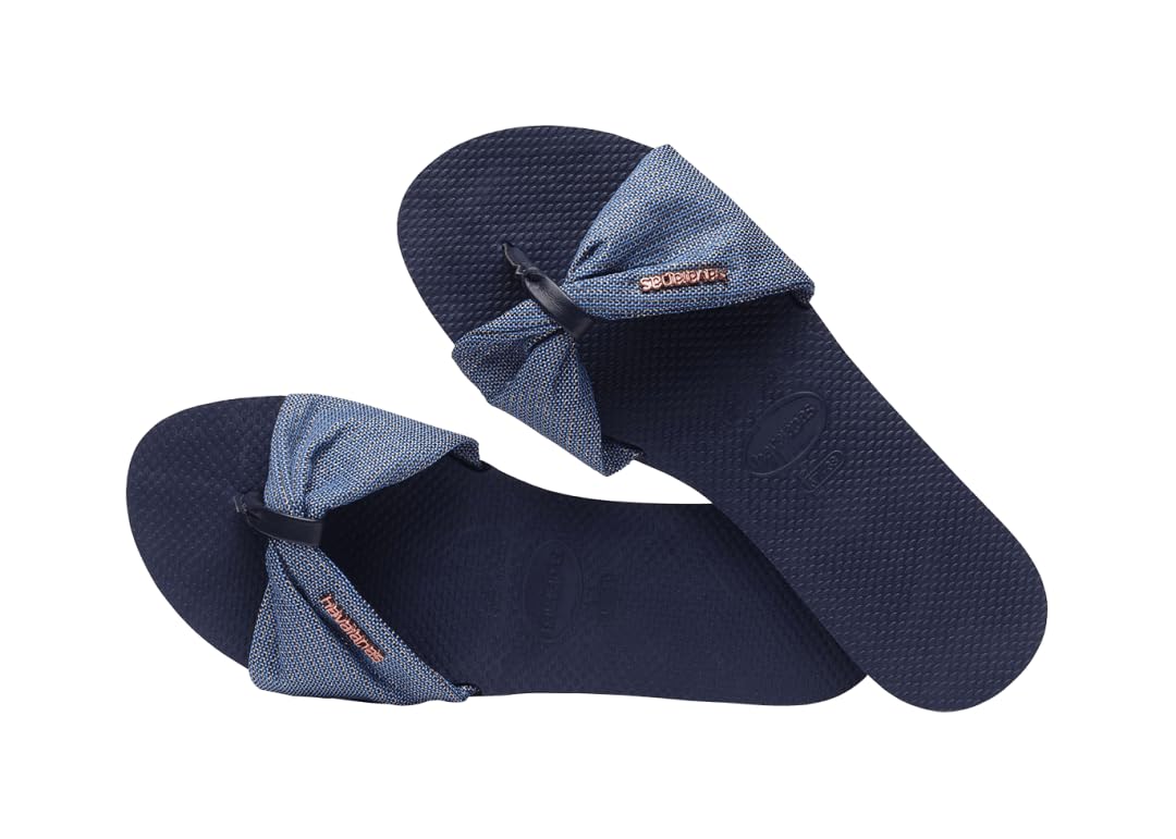 Havaianas You St. Tropez Shine Flip Flop, Navy Blue (7-8 US)