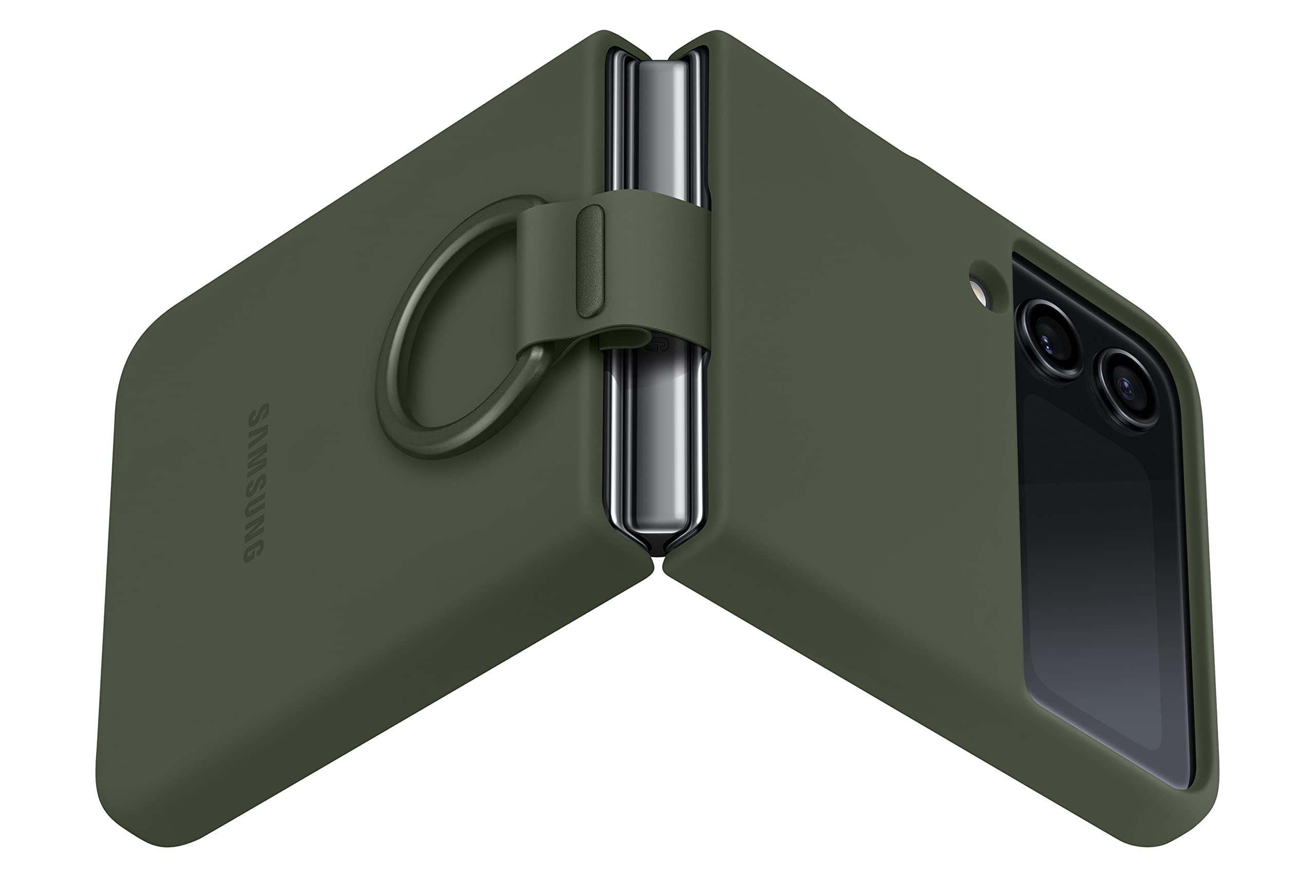 Samsung Galaxy Z Flip4 Silicone Cover with Ring (Green) – US Version