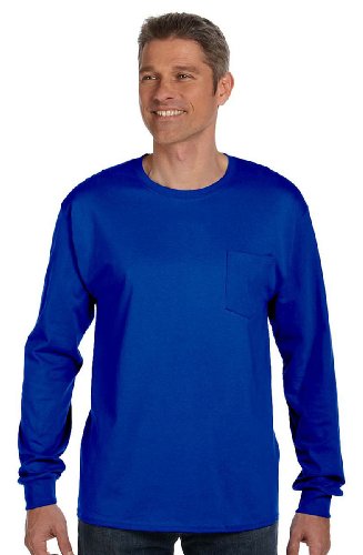 Hanes Men’s TAGLESS Long-Sleeve Pocket T-Shirt (Deep Forest, XXXL)