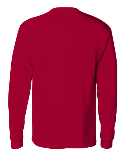 Hanes Tagless Long-Sleeve Pocket T-Shirt, Deep Red (Medium)