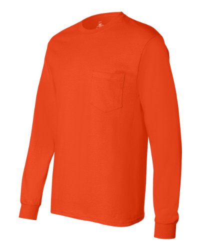 Hanes Tagless 6.1 oz. LS Pocket Tee – Orange (Medium)