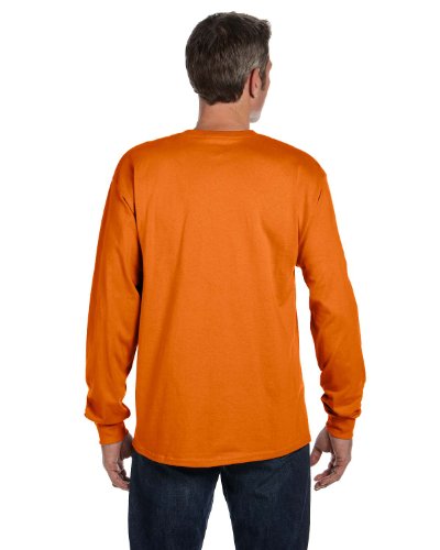 Hanes Tagless 6.1 oz. LS Pocket Tee – Orange (Medium)