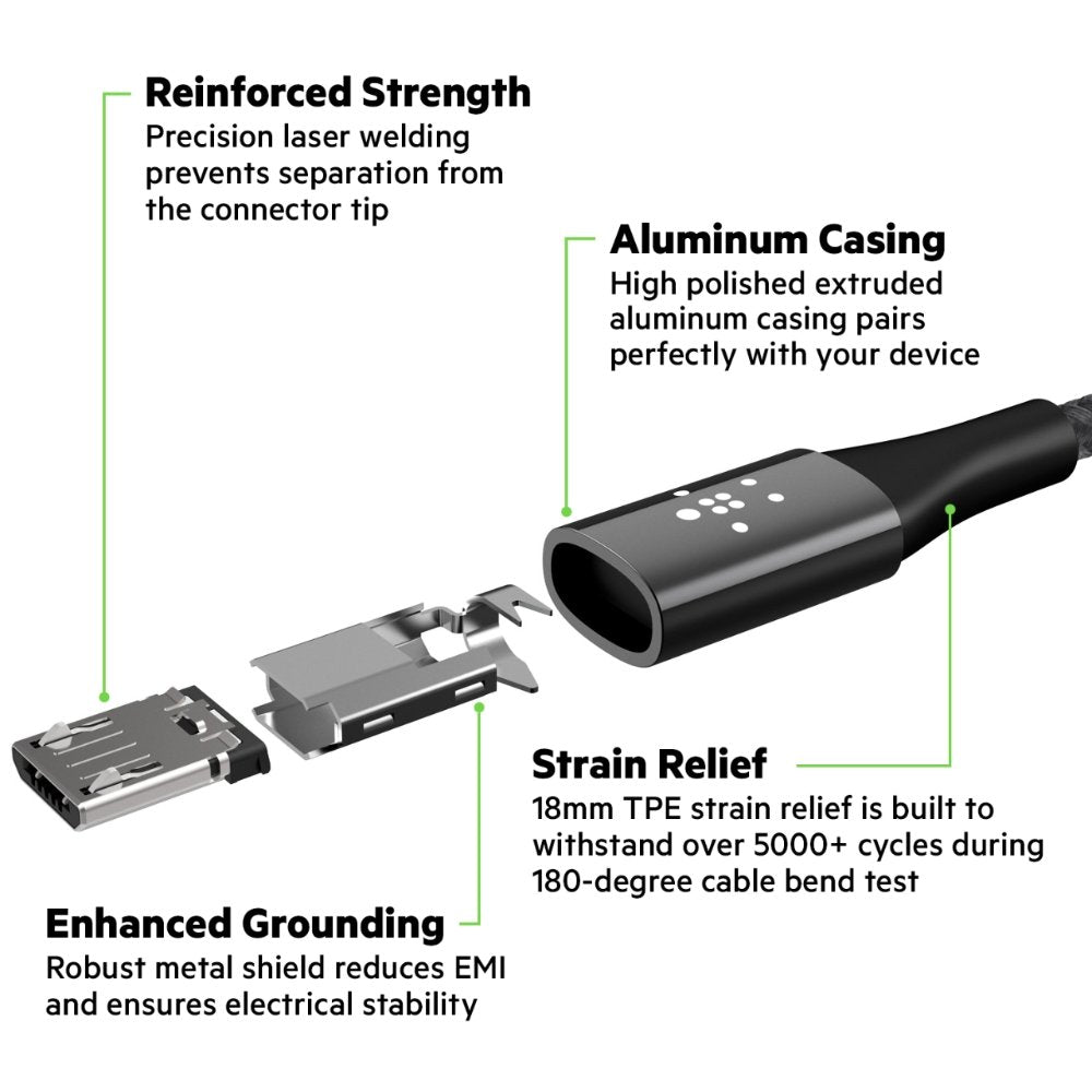 Belkin MIXIT DuraTek Micro-USB to USB Cable (4ft, Silver)