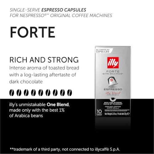 Illy Espresso Compatible Capsules (Forte Extra Bold Roast) – 10 Count