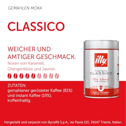 Illy Ground Coffee Moka – Classico Medium Roast (8.8 oz)