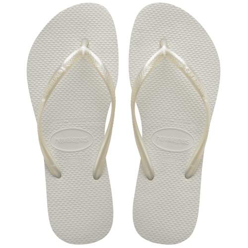 Havaianas Women’s Slim Flip Flops – White (9-10)