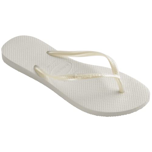 Havaianas Women’s Slim Flip Flops – White (9-10)