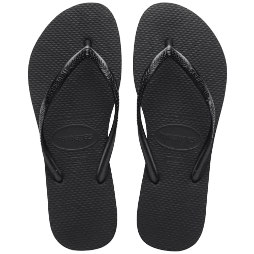 Havaianas Women’s Slim Flip Flops – Black (5-6)