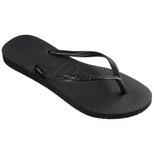 Havaianas Women’s Slim Flip Flops – Black (5-6)