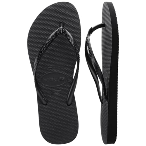 Havaianas Women’s Slim Flip Flops – Black (5-6)