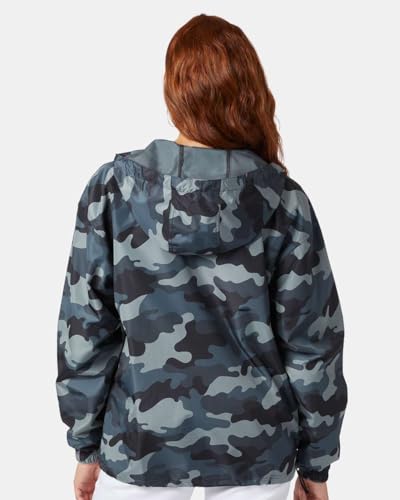 Champion CO200 Men’s Hooded Packable Quarter-Zip Jacket, Concrete Camo (Large)