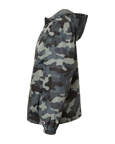 Champion CO200 Men’s Hooded Packable Quarter-Zip Jacket, Concrete Camo (Medium)