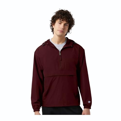 Champion CO200 Packable Quarter-Zip Jacket (Maroon, Large)