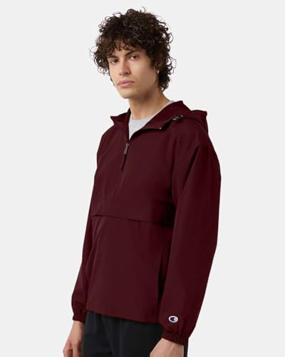 Champion CO200 Packable Quarter-Zip Jacket (Maroon, Medium)