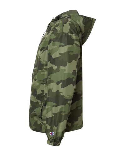 Champion CO200 Packable Quarter-Zip Jacket (Olive Green Camo, Large)