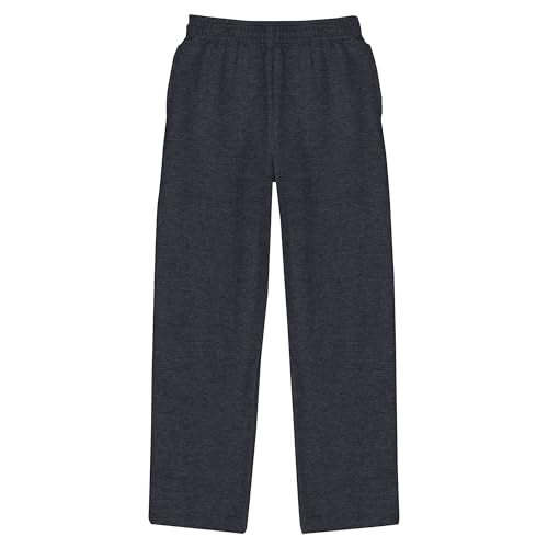 Hanes Boys’ EcoSmart Open Leg Sweatpants, Slate Heather (Large)