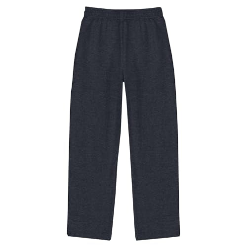 Hanes Boys’ EcoSmart Open Leg Sweatpants, Slate Heather (Large)