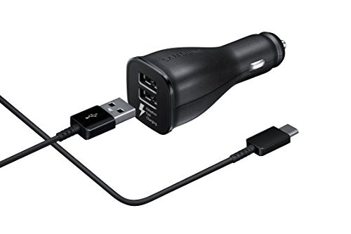 Samsung Dual Port Adaptive Fast Car Charger + USB-C Cable (Black)