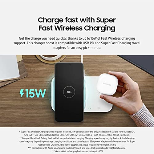 Samsung 15W Wireless Charger Duo w/ USB-C Cable (White, 2022)