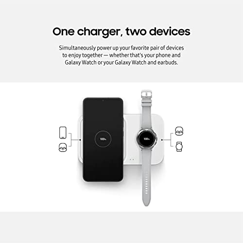 Samsung 15W Wireless Charger Duo w/ USB-C Cable (White, 2022)