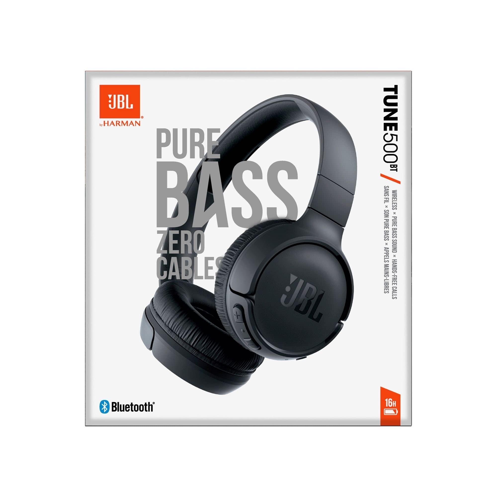 JBL TUNE 500BT On-Ear Wireless Bluetooth Headphones (Black)