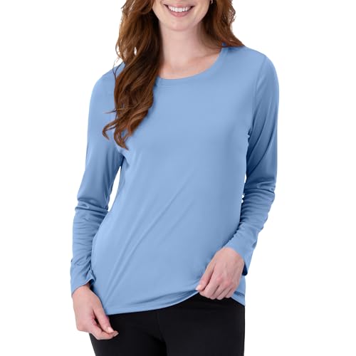 Hanes Women’s Sport Cool Dri Performance Long-Sleeve T-Shirt (Light Blue, Large)