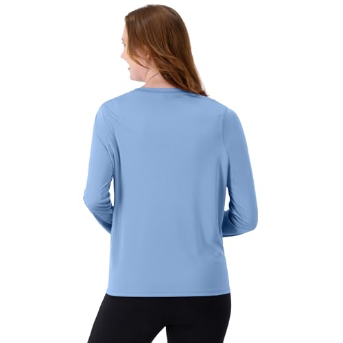 Hanes Women’s Sport Cool Dri Performance Long-Sleeve T-Shirt (Light Blue, Large)