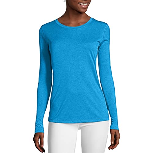 Hanes Women’s Sport Cool Dri Performance Long-Sleeve T-Shirt (Underwater Blue, 2XL)