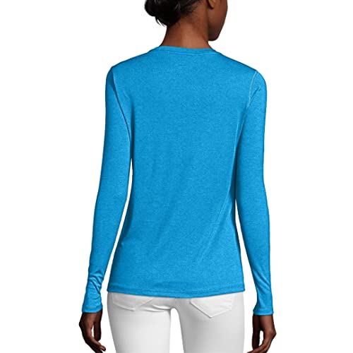 Hanes Women’s Sport Cool Dri Performance Long-Sleeve T-Shirt (Underwater Blue, 2XL)