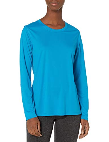 Hanes Women’s Sport Cool Dri Performance Long-Sleeve T-Shirt (Underwater Blue, Medium)