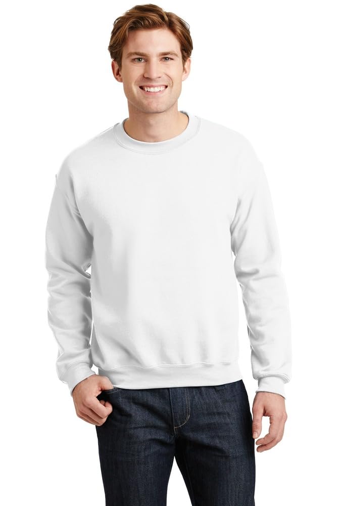 Gildan Irregular Heavy Blend Crew Sweatshirt, White (Large)