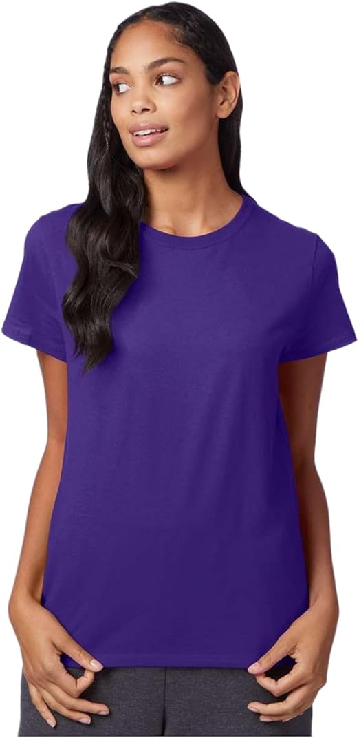 Hanes Women’s Perfect-T (SL04) – 100% Ring-Spun Cotton, 4.5 oz, Pre-Shrunk – Purple, 4XL