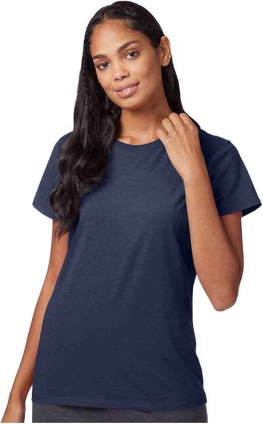 Hanes Women’s Perfect-T (SL04) – 100% Ring-Spun Cotton, 4.5 oz, Pre-Shrunk – Navy, 4XL