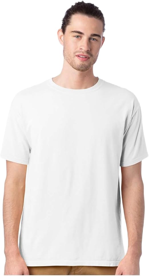 Hanes ComfortWash Youth Garment-Dyed T-Shirt – Ultra-Soft Ring-Spun Cotton, Preshrunk, Tag-Free, Ribbed Collar – White