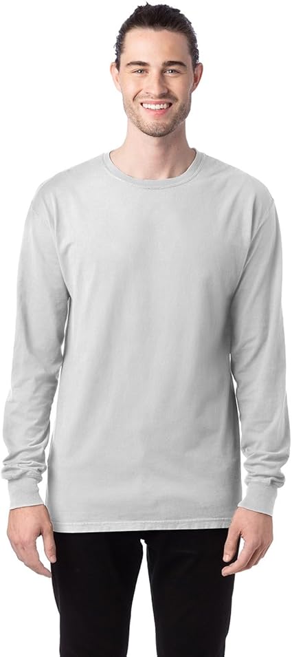 Hanes ComfortWash Long Sleeve T-Shirt – Garment-Dyed Ring-Spun Cotton – White