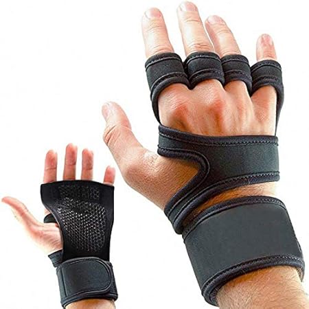 ElloStar Gym Exercise Gloves – Weightlifting & Fitness Fingerless Gloves with Wrist Support and Anti-Slip Grip