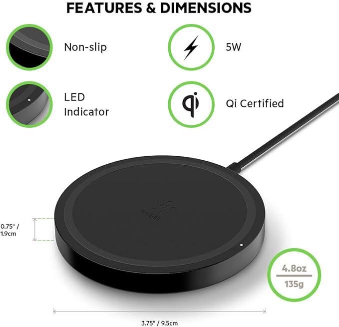 Belkin Boost Up Wireless Charging Pad – 5W Qi-Compatible Charger for All Devices