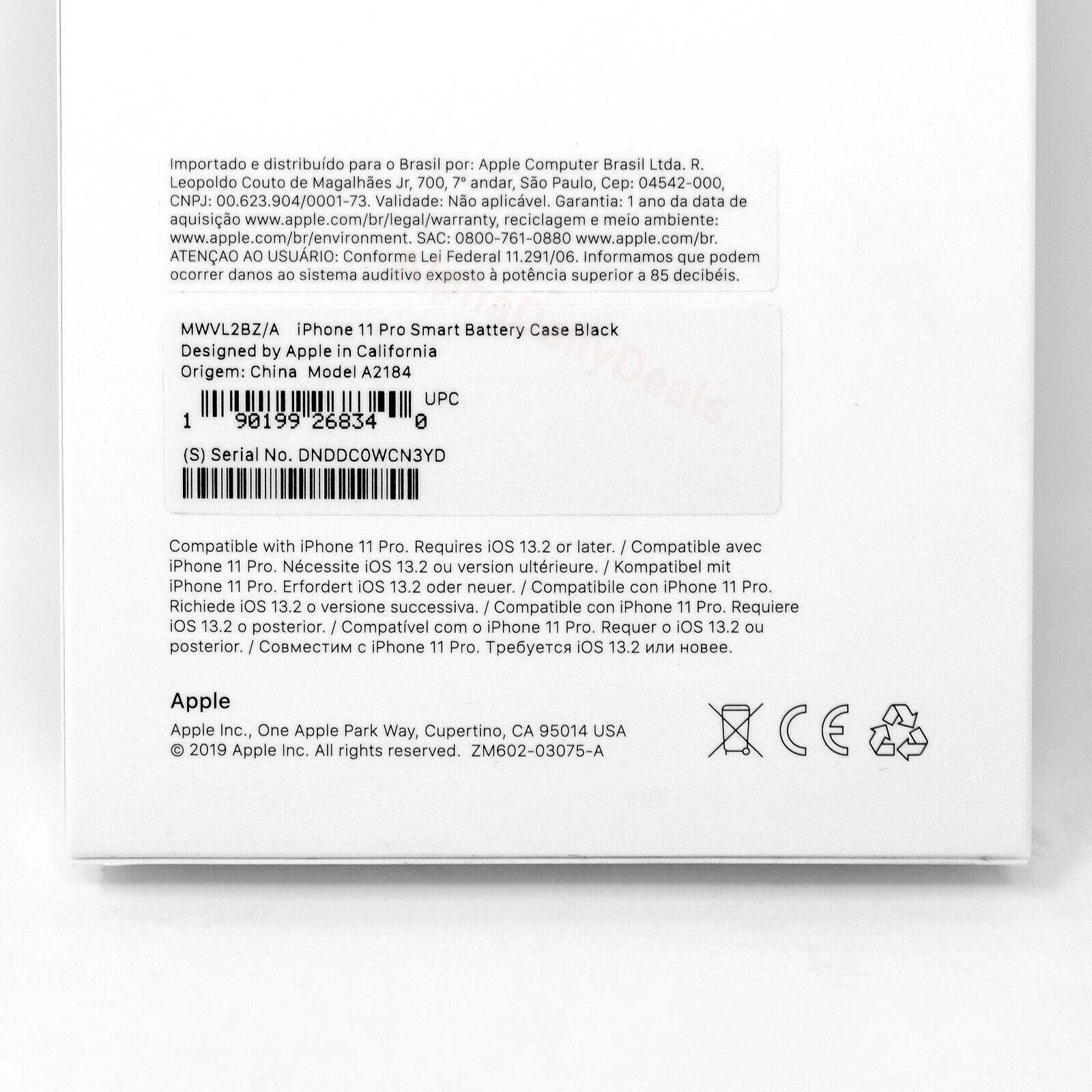 Genuine Apple iPhone 11 PRO Smart Battery Case Black NEW SEALED