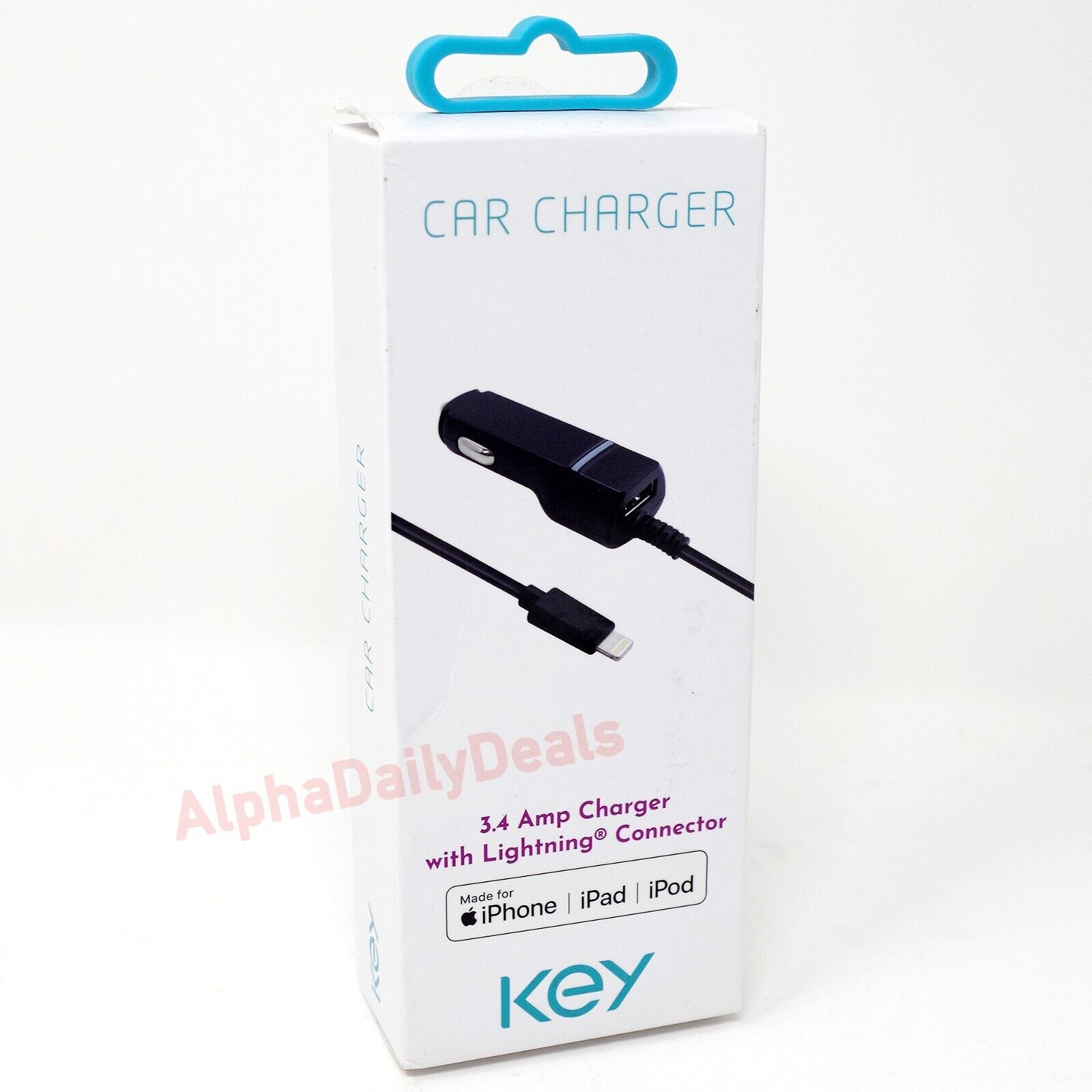 KEY Dual USB Car Charger MFi Certified Lightning 3.4 Amp for iPhone 12 13 11 XR