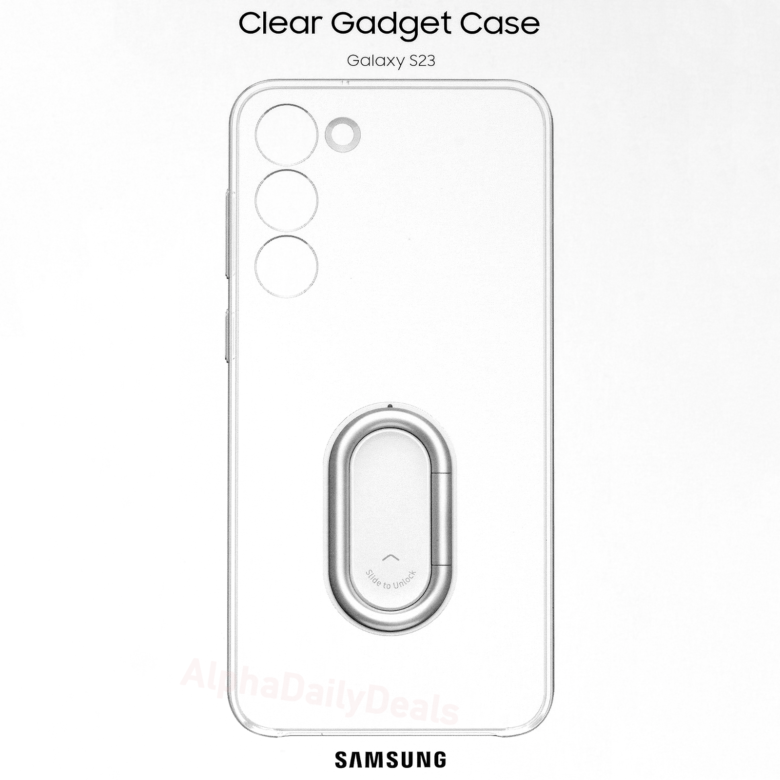Genuine OEM Samsung Galaxy S23 Clear Gadget Case with Kickstand