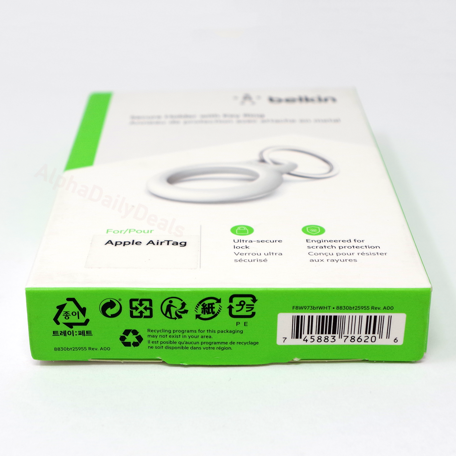 Belkin Secure Holder with Key Ring Keychain for Apple AirTag White