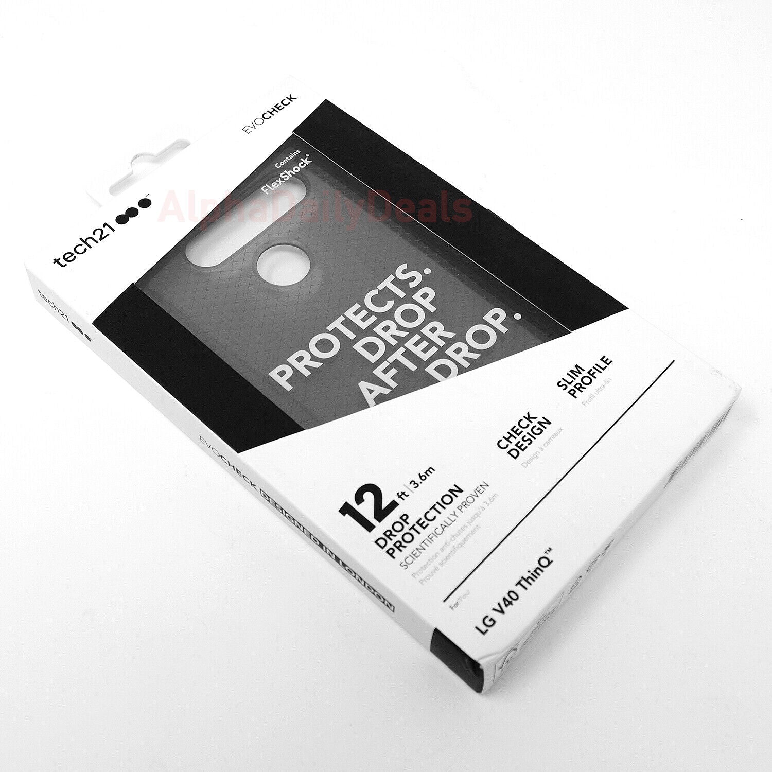 Tech21 LG V40 ThinQ Slim Protective Case EvoCheck Smokey Black Clear